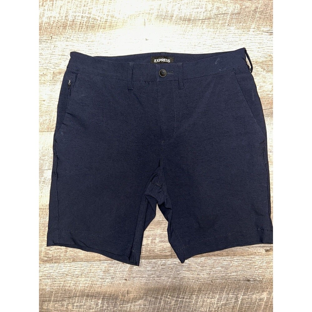 Express Men’s Hyper Stretch Chino Shorts Navy Blue Slim Fit Size 29